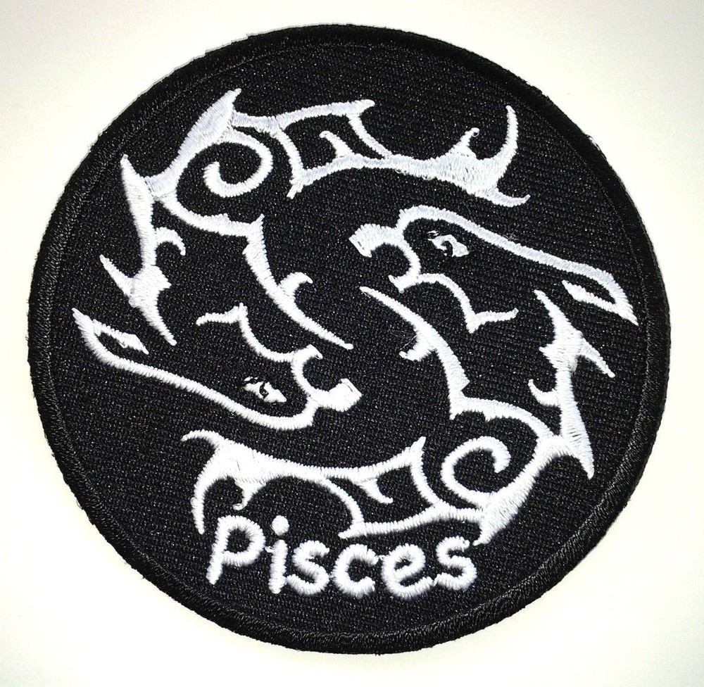 PICES EMBROIDERED ZODIAC BIKER PATCH 3" Rd. P2921 E
