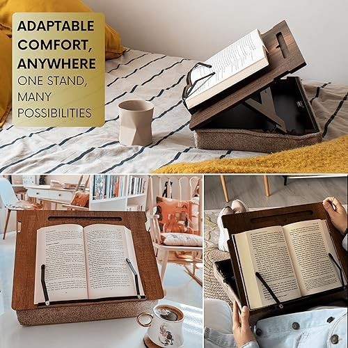 Adjustable Book Stand for Reading in Bed – Hands-Free Holder with Storage, Perfe