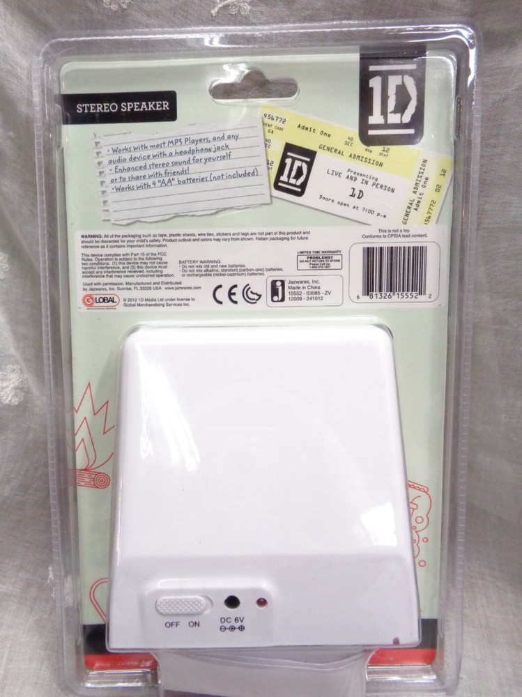 2012 ONE DIRECTION 1D Stereo SPEAKER MP3 Player or any device w/ Headphone Jack