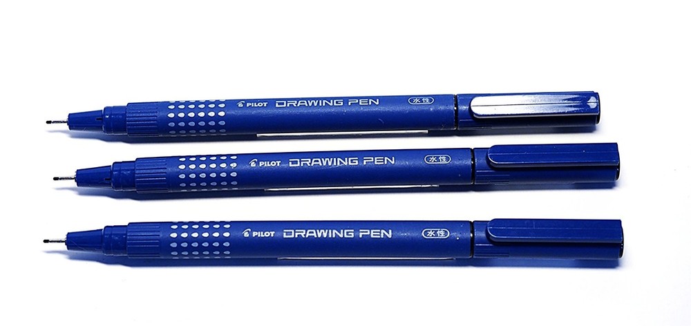 Quantity 3 Pilot DR Drawing Pen Black Pigment Ink size 0.5mm