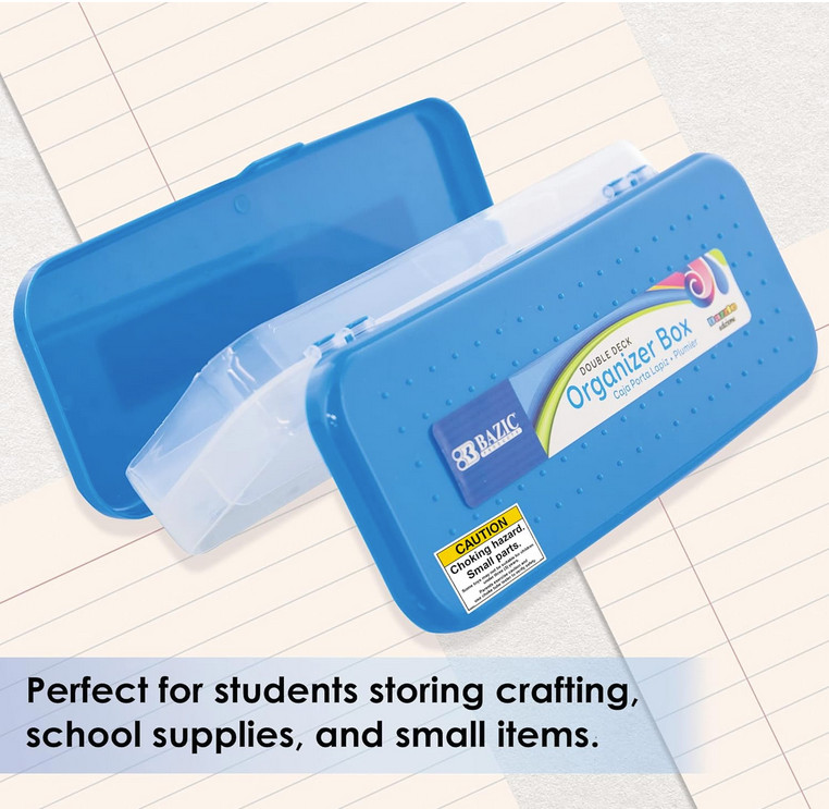 BAZIC Plastic Pencil Case 8" Double Deck Utility Storage Box, Organizer Orange