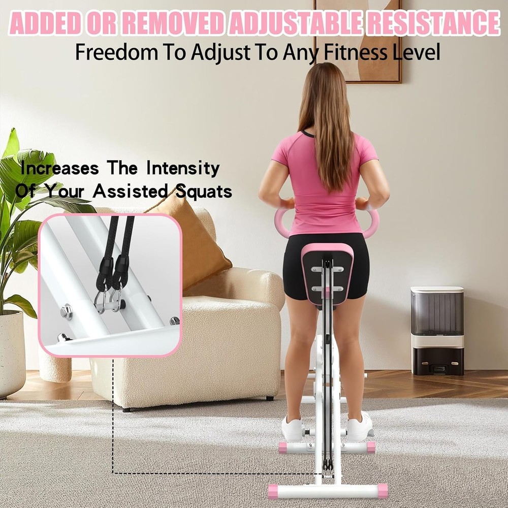 Squat Machine,Assist Trainer for Glutes Workout Foldable with Resistance Bands