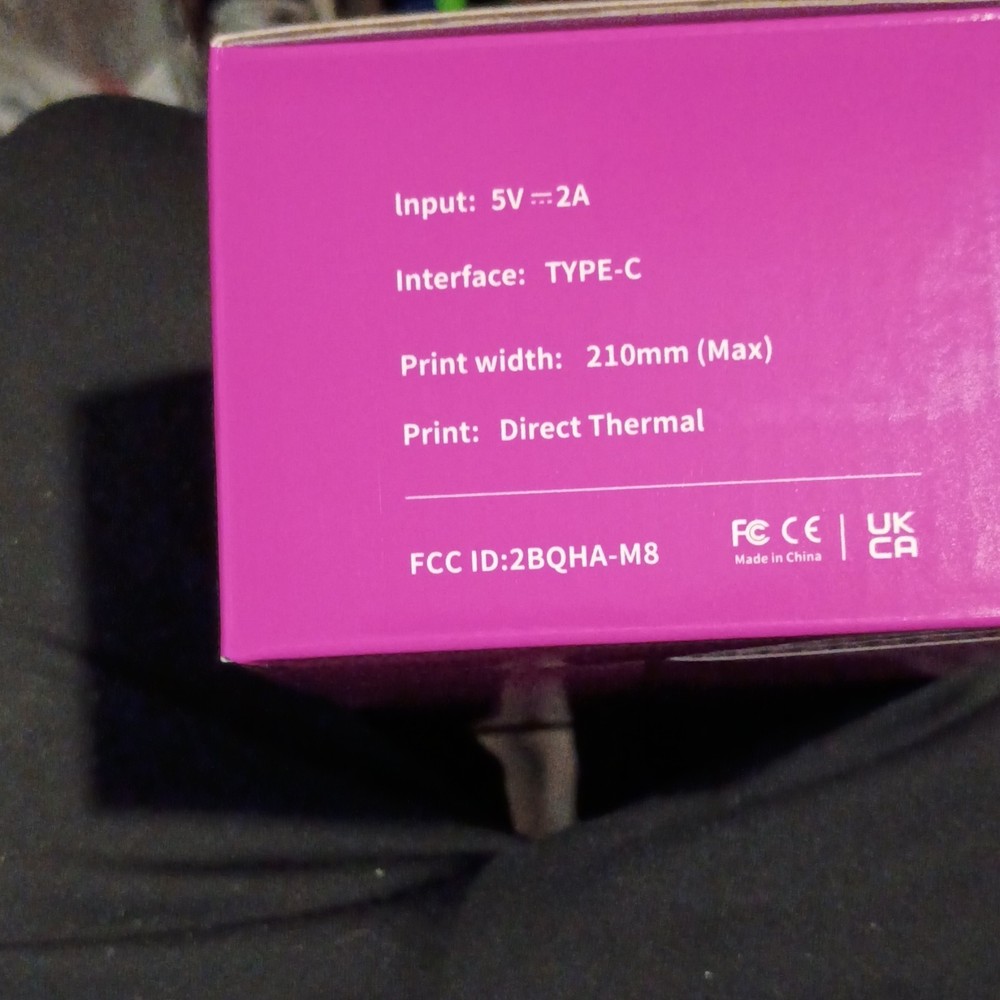 NEW T11 Portable Direct Thermal Printer Pink, 210mm Max Width, Type-C Interface