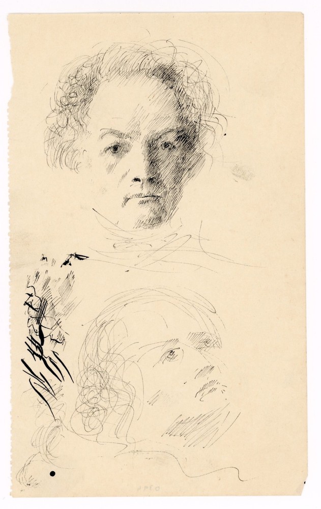 Willi Schmid self portrait portrait study Munich Secession unsign drawing