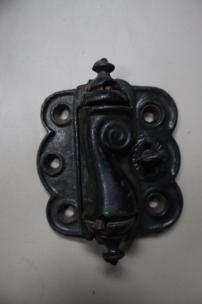 3 Different Antique Victorian Ornate Cast Iron Spring Hinges
