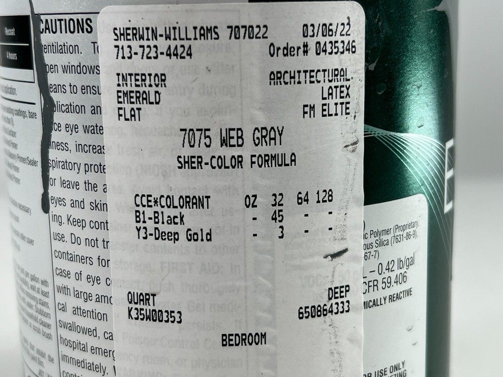 Sherwin-Williams Emerald Latex Paint 29oz – Web Gray SW7075