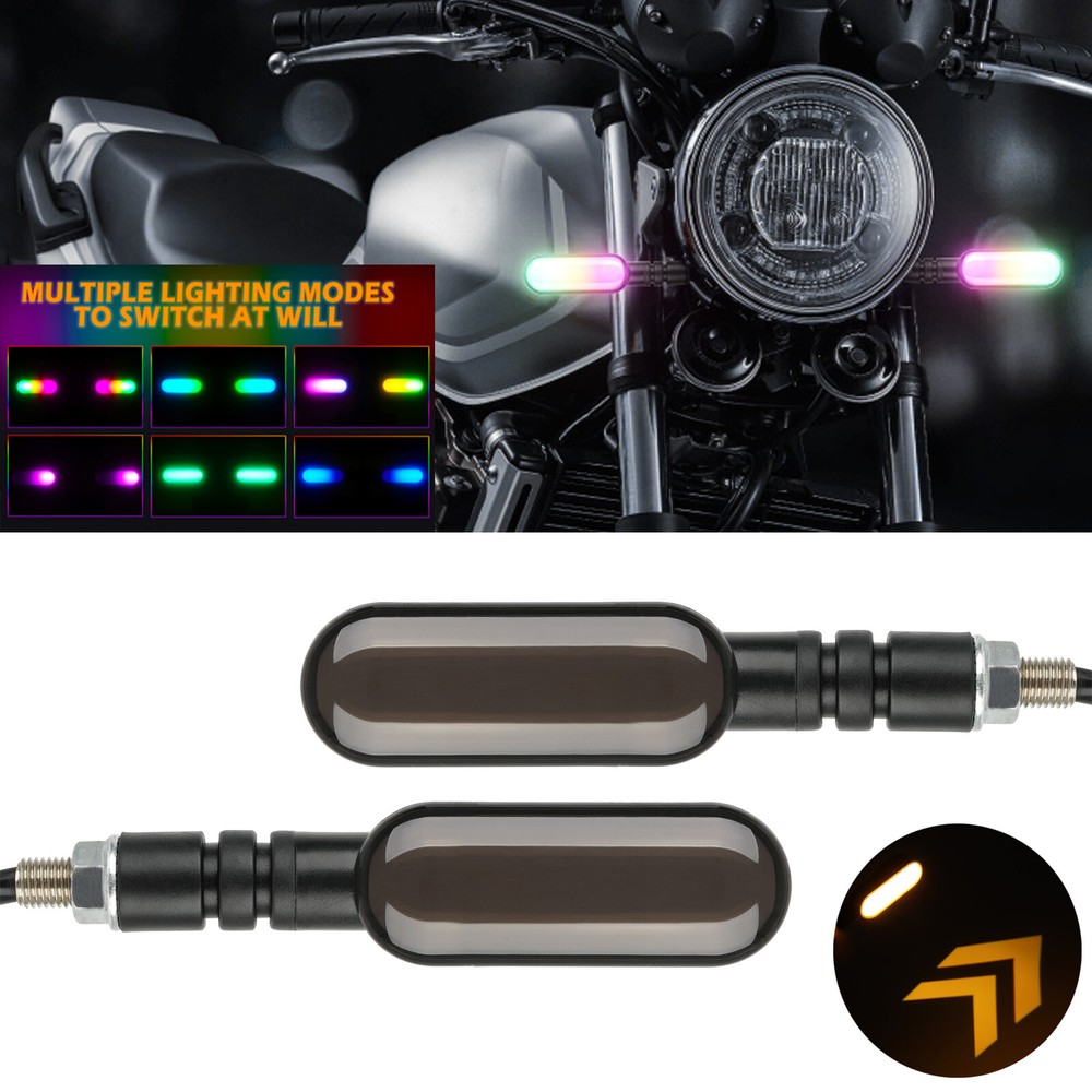 2x Sequential Flowing LED Motorcycle Turn Signal Indicator Projector Lights DRL