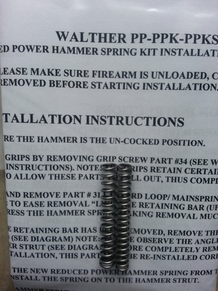 WALTHER PPK PPKS REDUCED TRIGGER PULL KIT Made in USA *