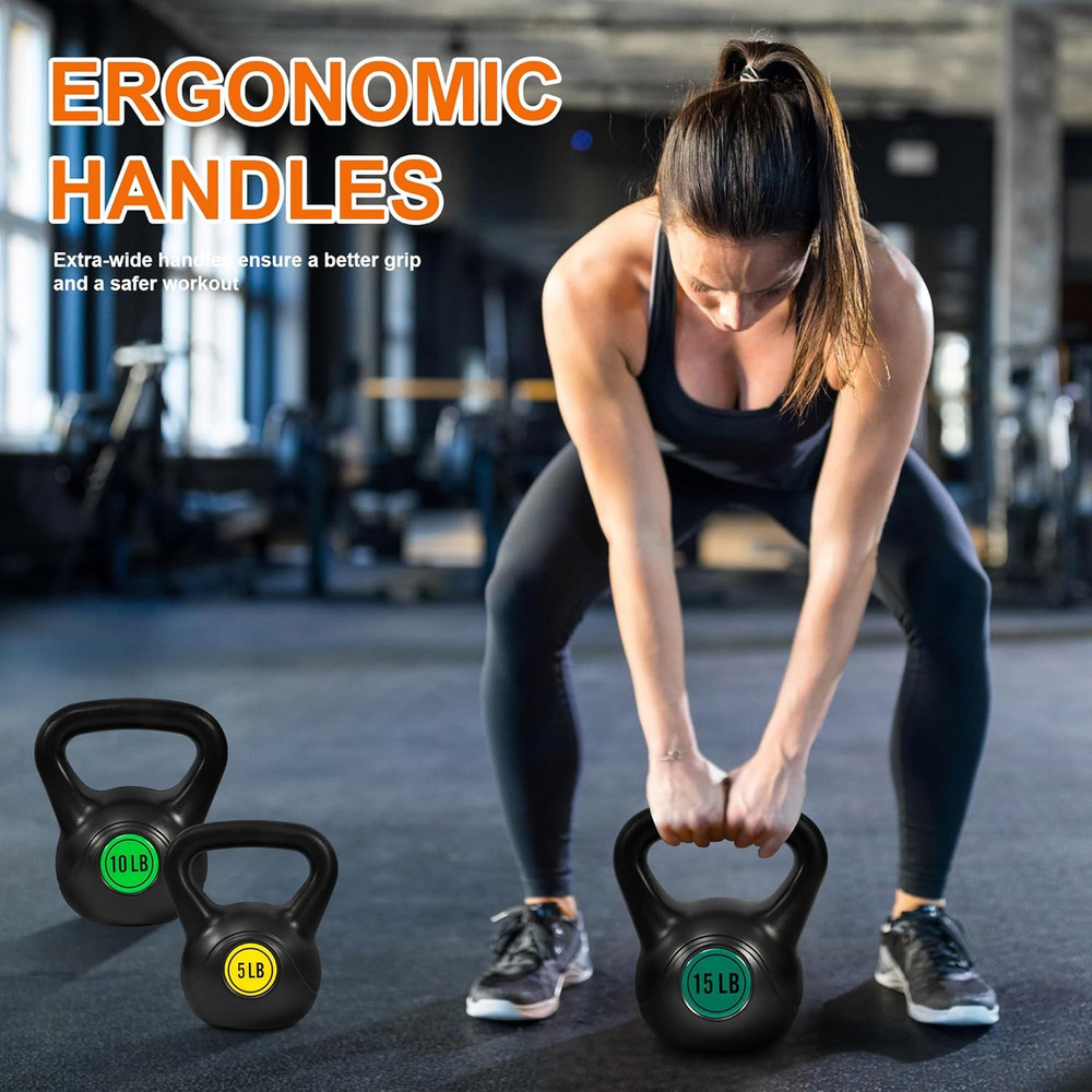Kettlebell Set - Strength Training Weights - 3 Piece Set