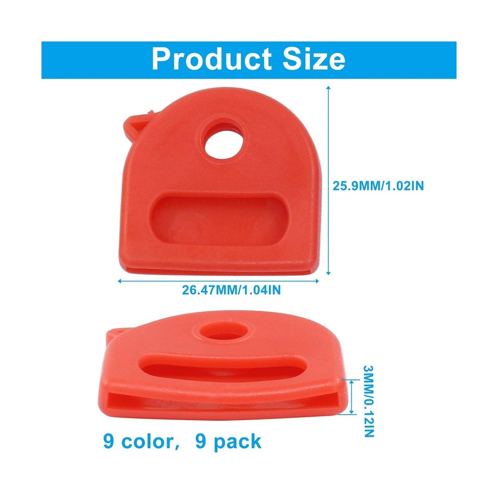 9 Pack Stretchy Key Covers, Identifier Key Caps with Chain Labels Flexible