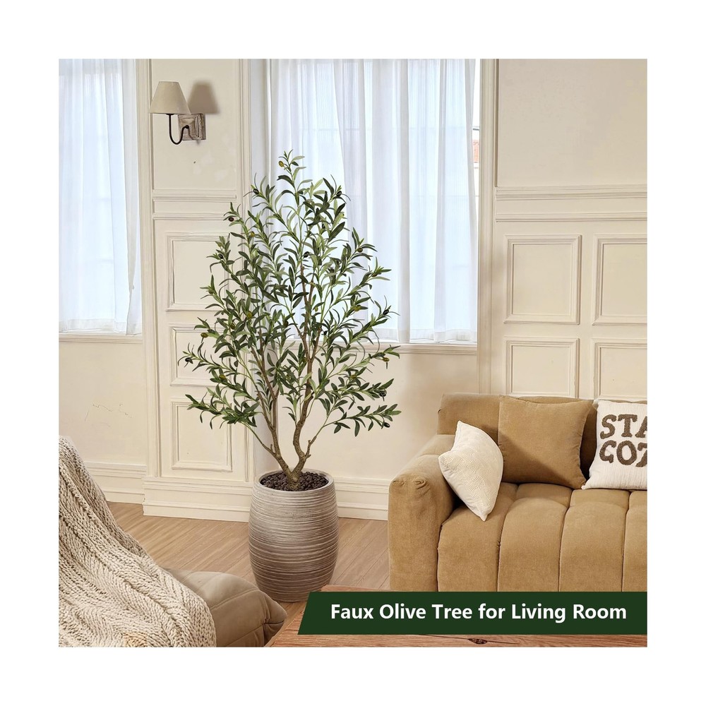 Olive Trees Artificial Indoor 5FT Tall, Faux Olive Tree with Black Basic Plan...