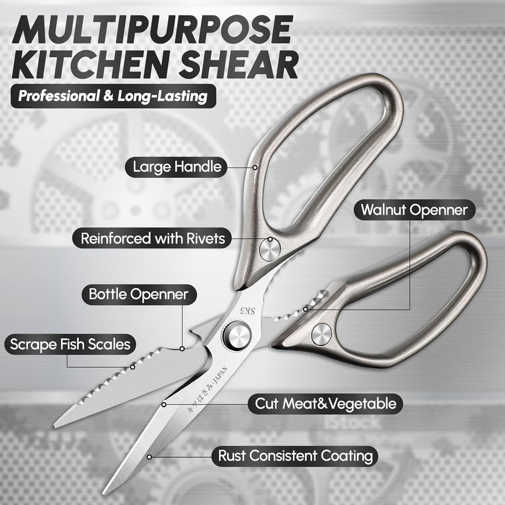 Kitchen Shears Set, All Purpose Heavy Duty Poultry Shears, Sharp Japanese Meat S