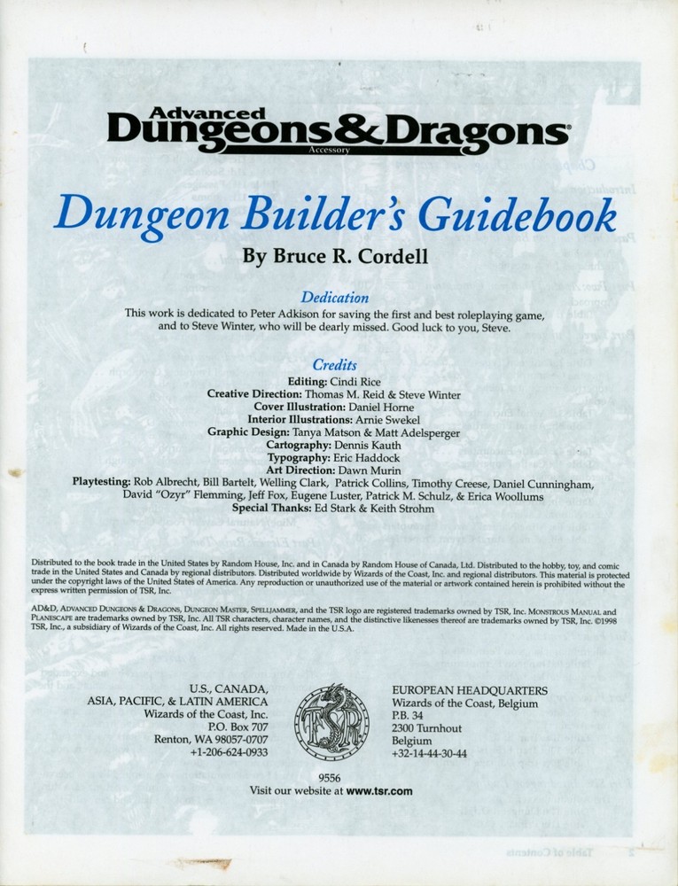 Dungeon Builder's Guidebook - Advanced Dungeons & Dragons AD&D TSR 9556