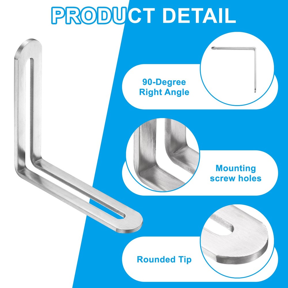 For 10 pieces metal brackets 80x80mm angle 90° silver