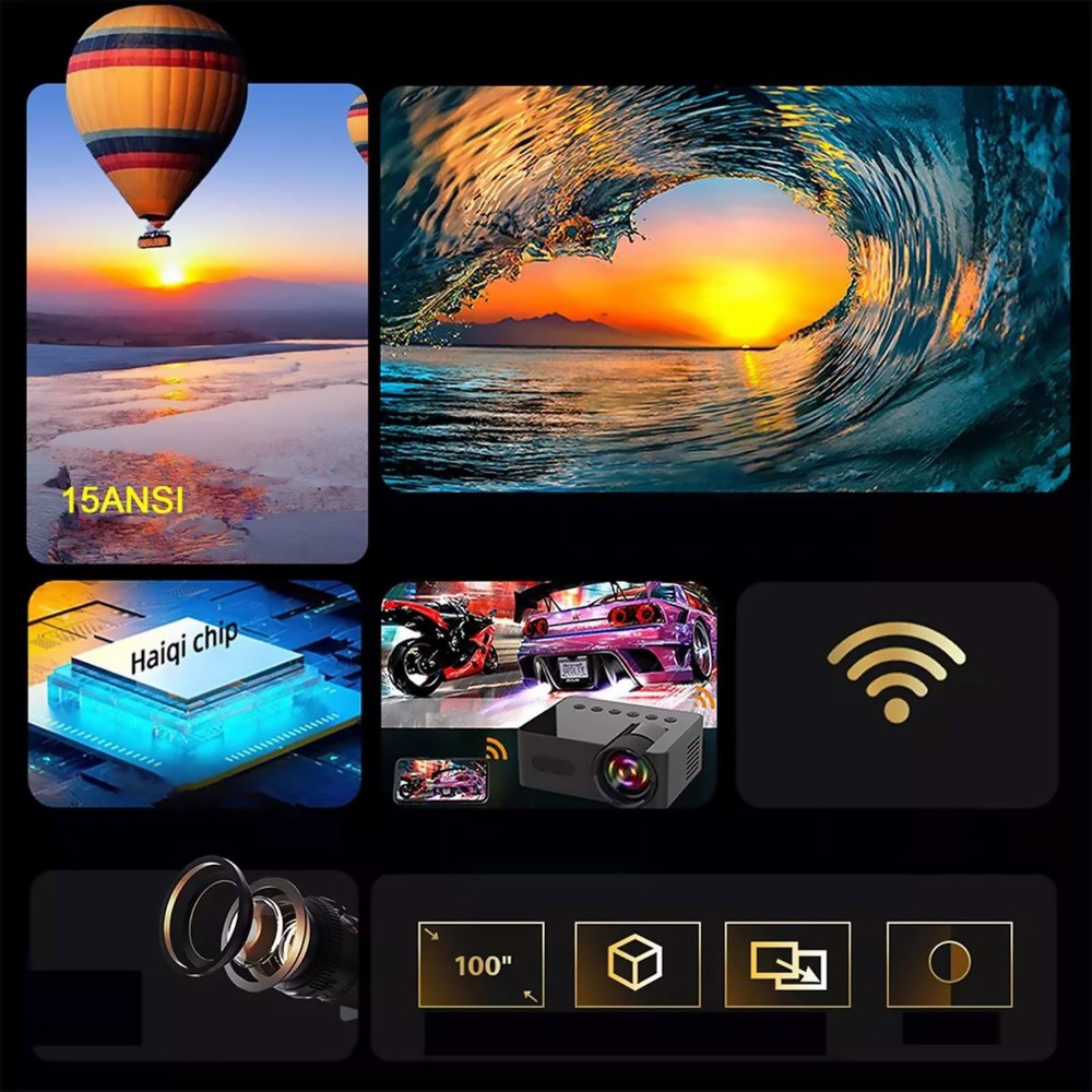 Portable Projector Mini Home Theater 1080P HD Multi-format Compatibility