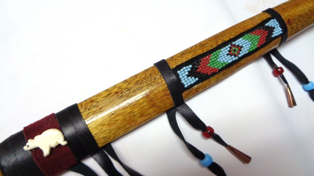 16" Marbled Soapstone Peace Pipe, Apache Bear Spirit Pipe