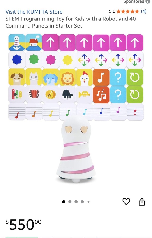 KUMIITA STEM Programming Toy Robot with 40 Command Panels, Open Box, Never Used