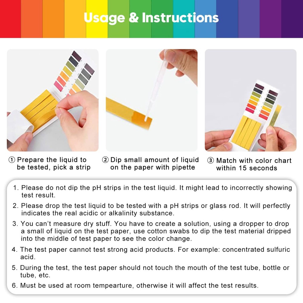 6 Pack pH Test Strips, 480 Strips Full Range 114 Universal pH Test Litmus Pap...