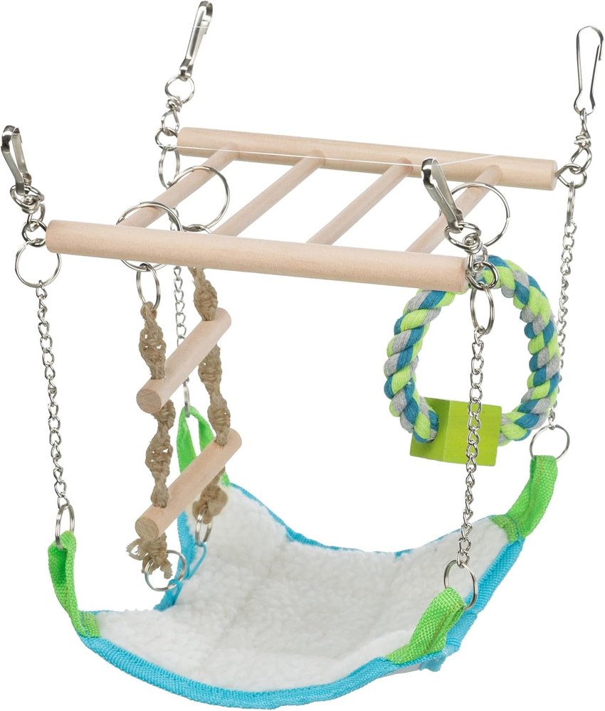 Small Animal Suspension Bridge, Hanging Cage Accessory with Hammock