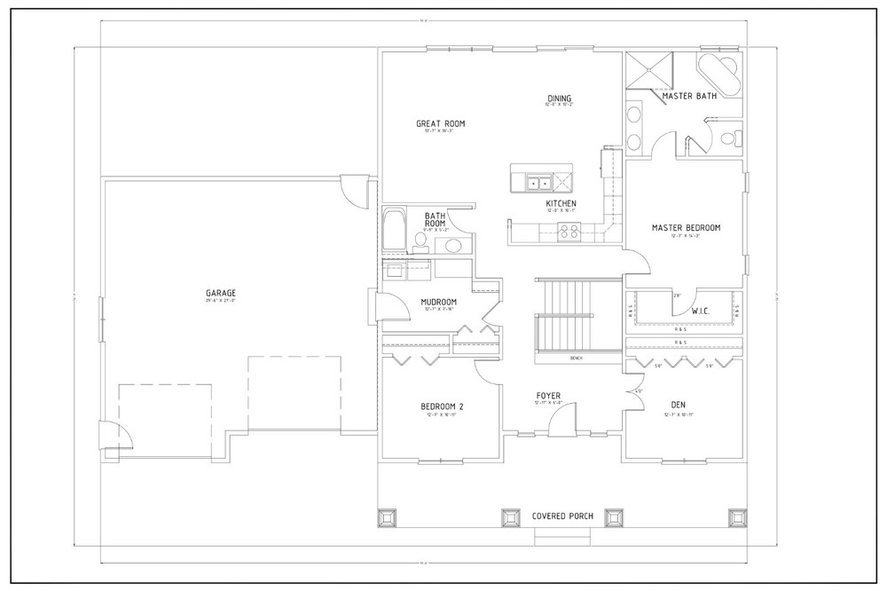 Ranch Home Plan - 5 Bedroom 3 Bath