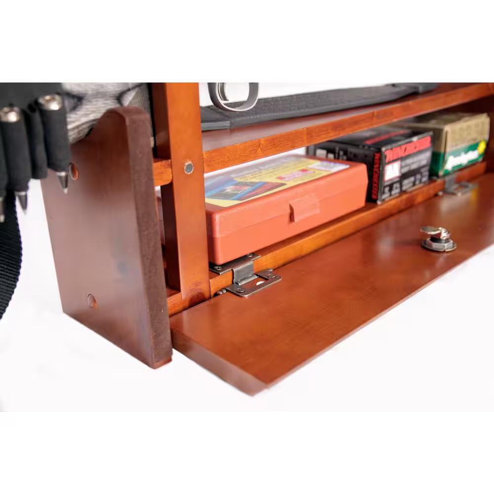 4 Gun Wall Rack with locking storage compartment Free Ship NEW