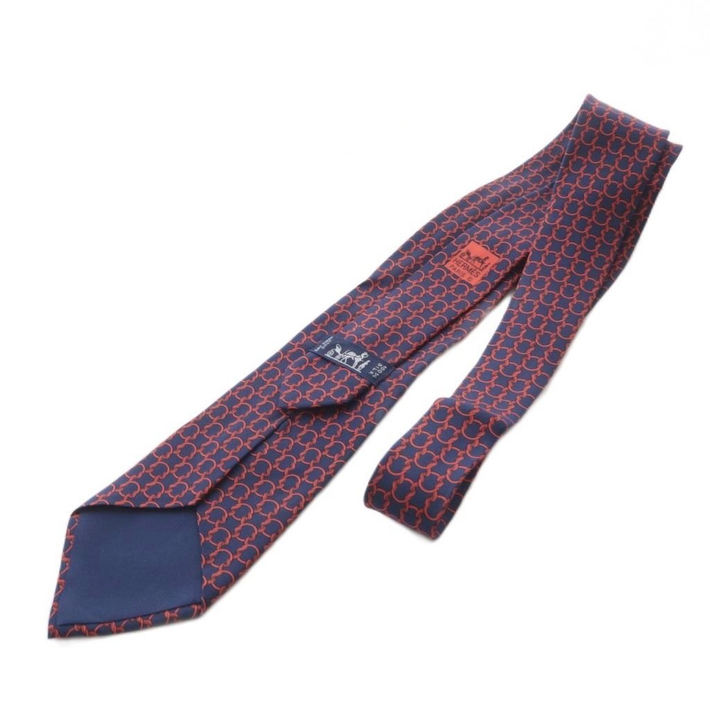 HERMES FA Tie Pattern Navy Red 7788 SR OH Men s