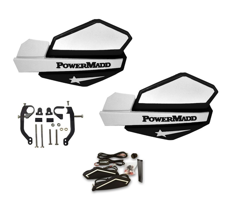 Powermadd Star Series Handguards Guards LED Kit White Black Snowmobile Ski Doo