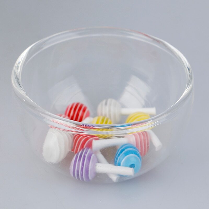 3PC Dollhouse Miniature 1:6 Scale Clear Glass Bowls Kitchen Tableware Accessory