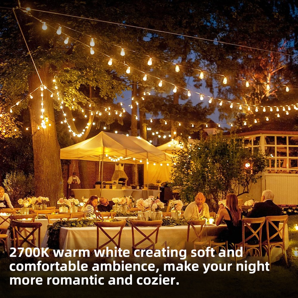 100FT Outdoor String Lights for Patio Waterproof Connectable LED Balcony Light