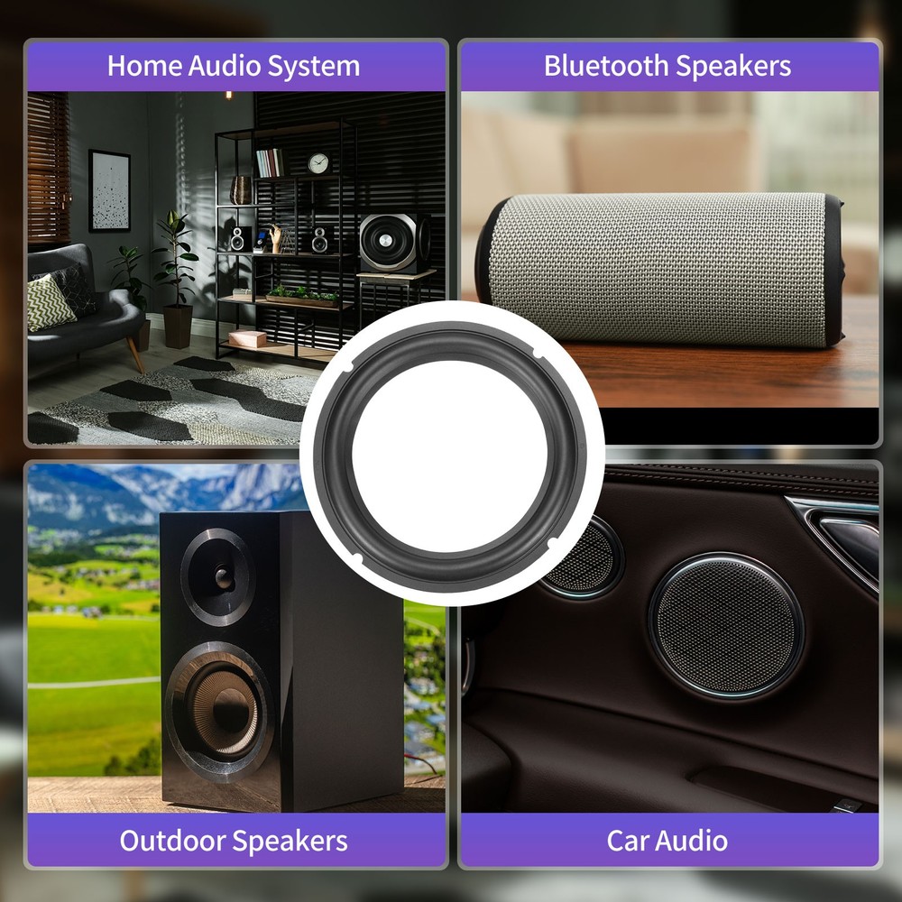 Black 8 Inch Rubber Notch Speaker Edge Surround Ring