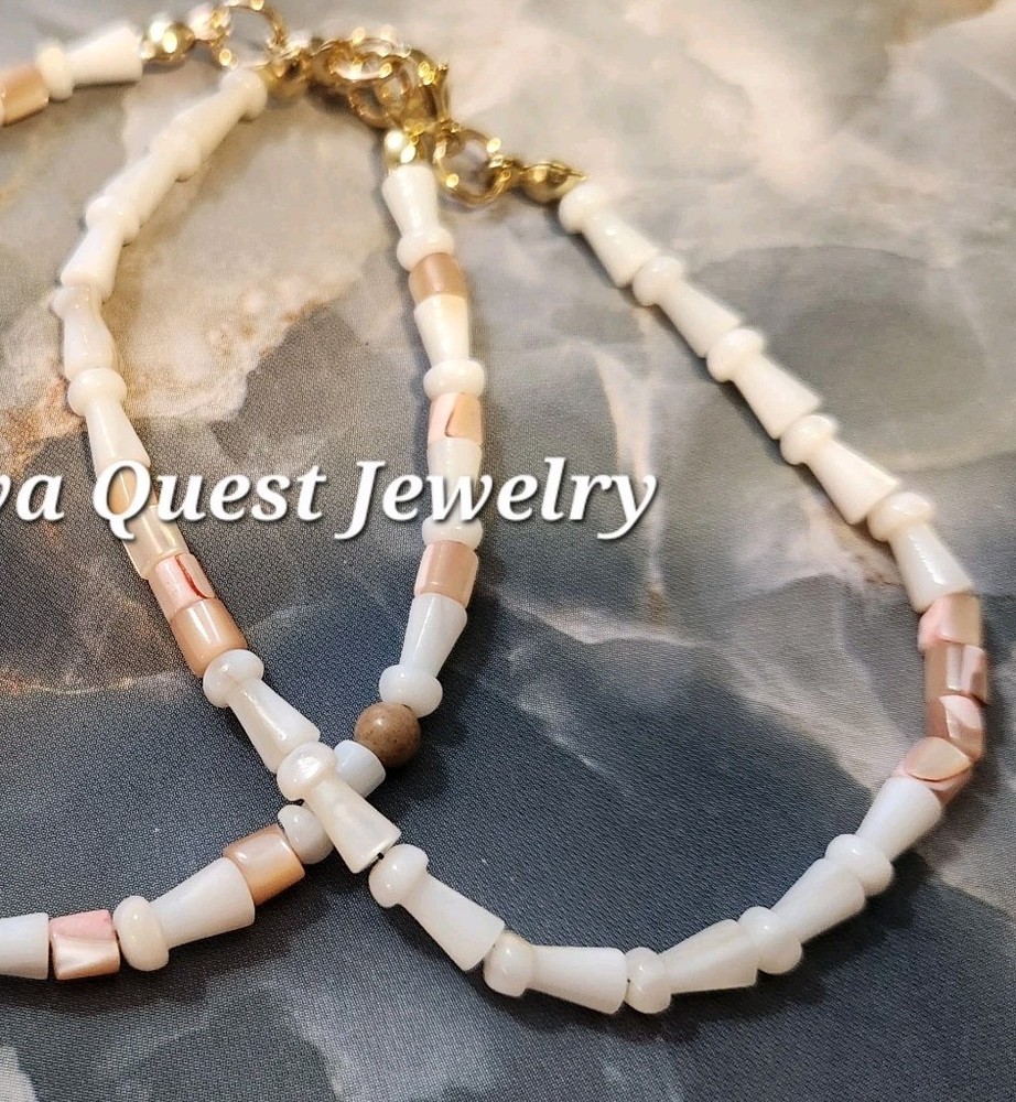 Handmade Artisan Shell Mushroom Bracelet #2754