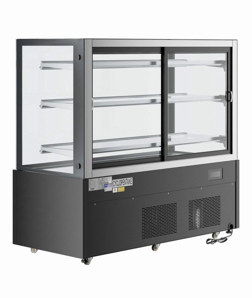 59 1/8" Square Glass Black Refrigerated Bakery Display Case