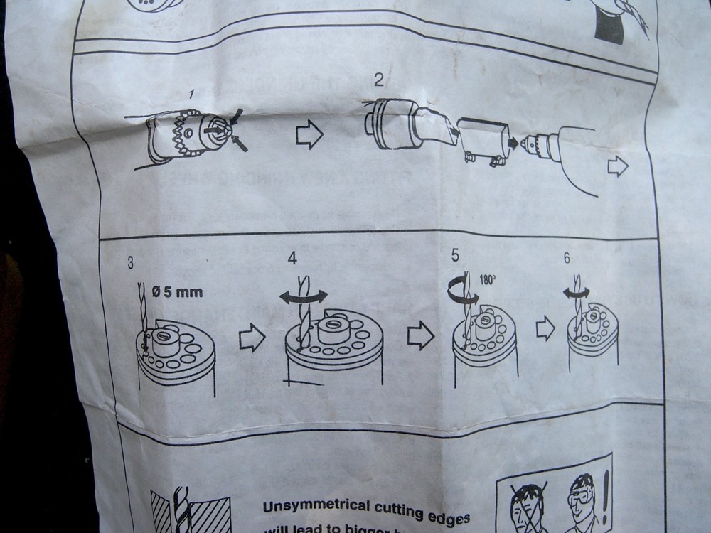 DRILL BIT SHARPENING TOOL USING A DRILL as power FROM 3mm to 10mm w/instructions
