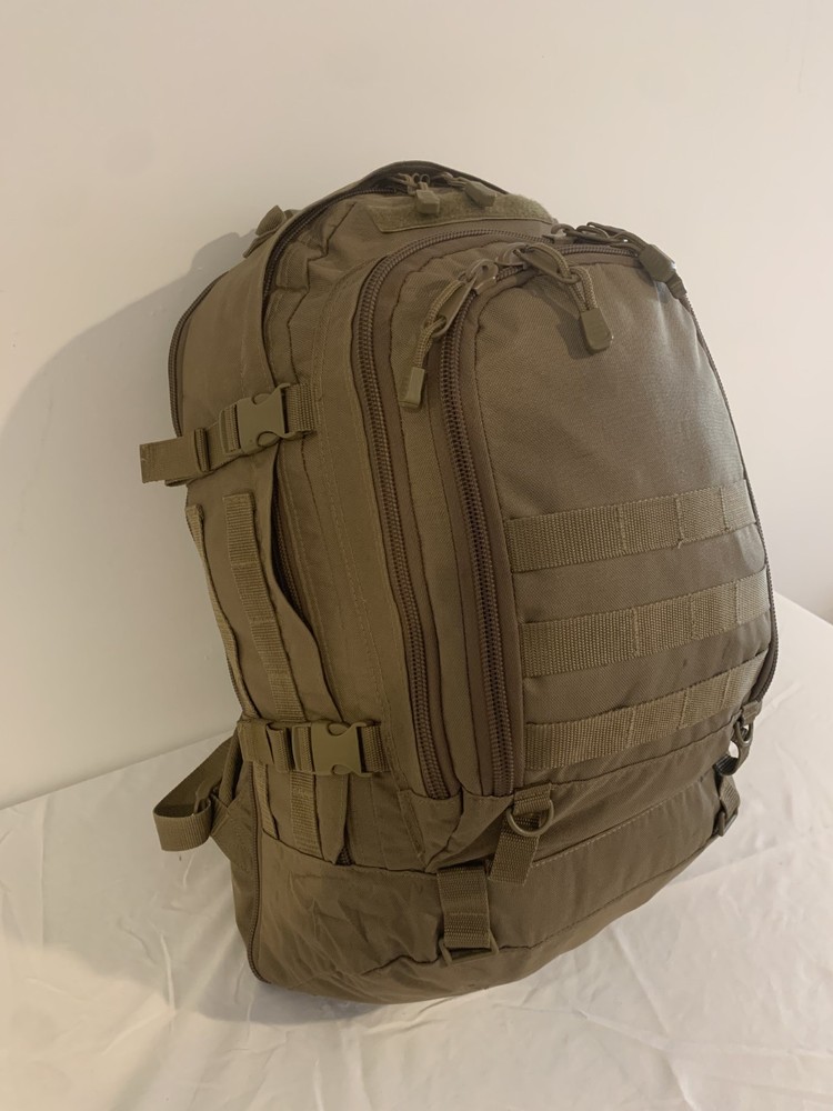 Coyote Brown Molle Military Style 3 Compartment Back Pack