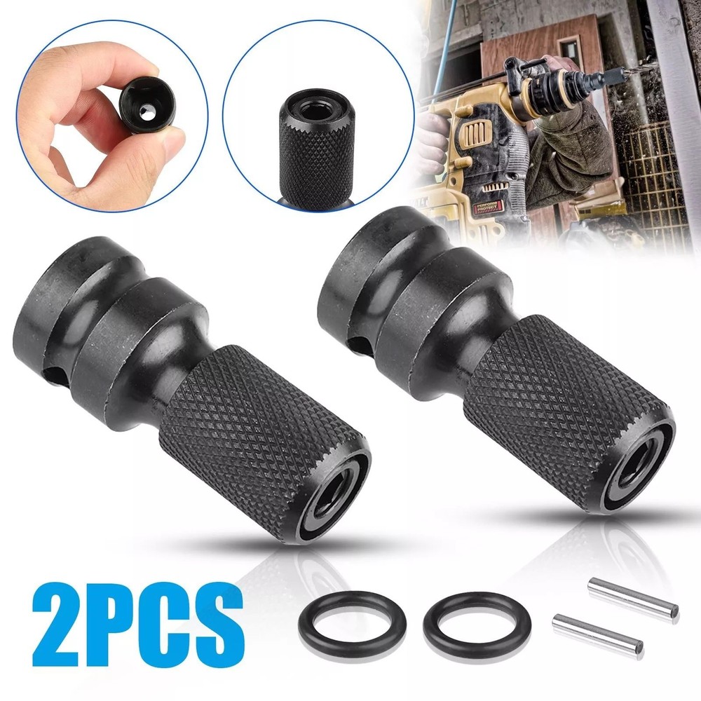 2X Socket Adapter Drill Hex Shank Chuck Change Impact Driver Tool 1/2" To 1/4"