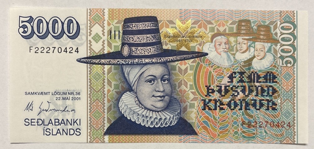 Iceland 5000 kronur 2001 p-60 2001(4)  UNC