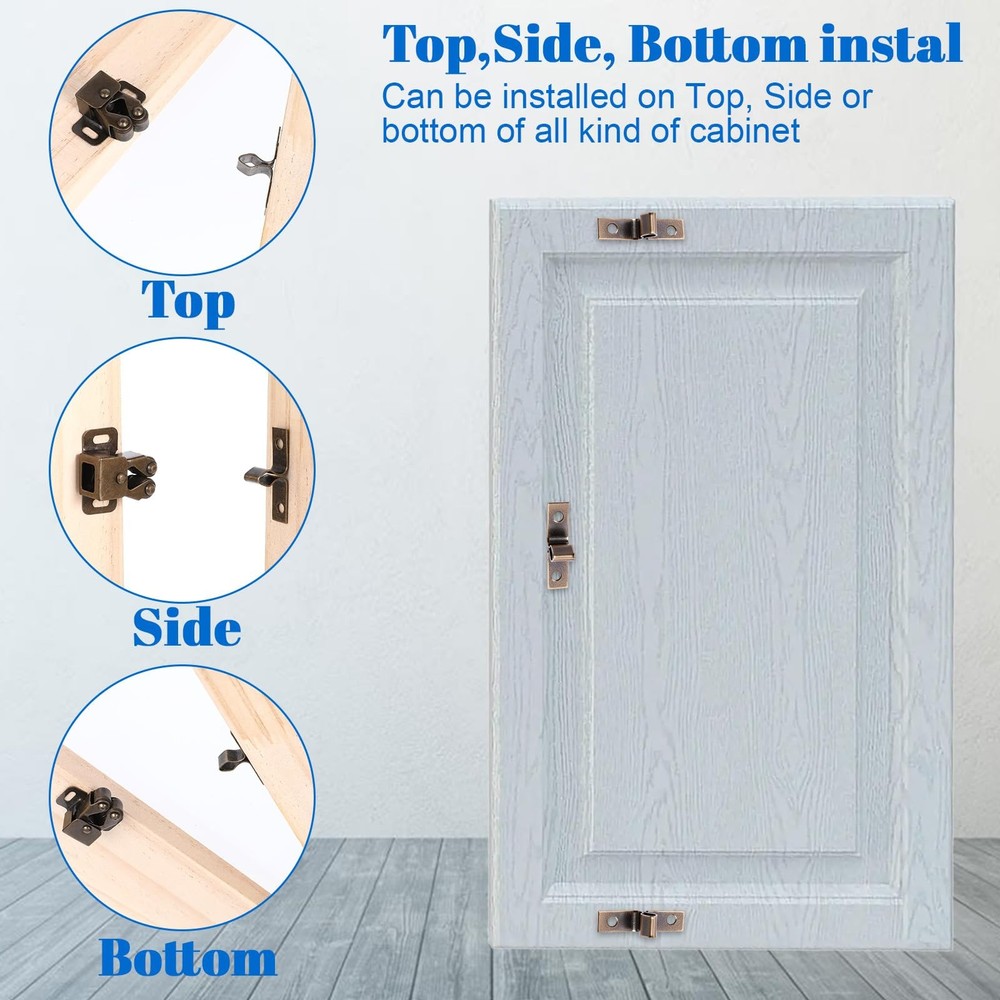 4 Pcs Double Roller Catch Cabinet Latch for Cupboard Closet Kitchen Cabinet