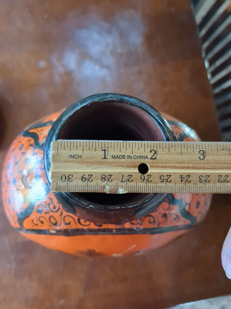 Vintage Hand-painted Hand Hammered Vase Jug