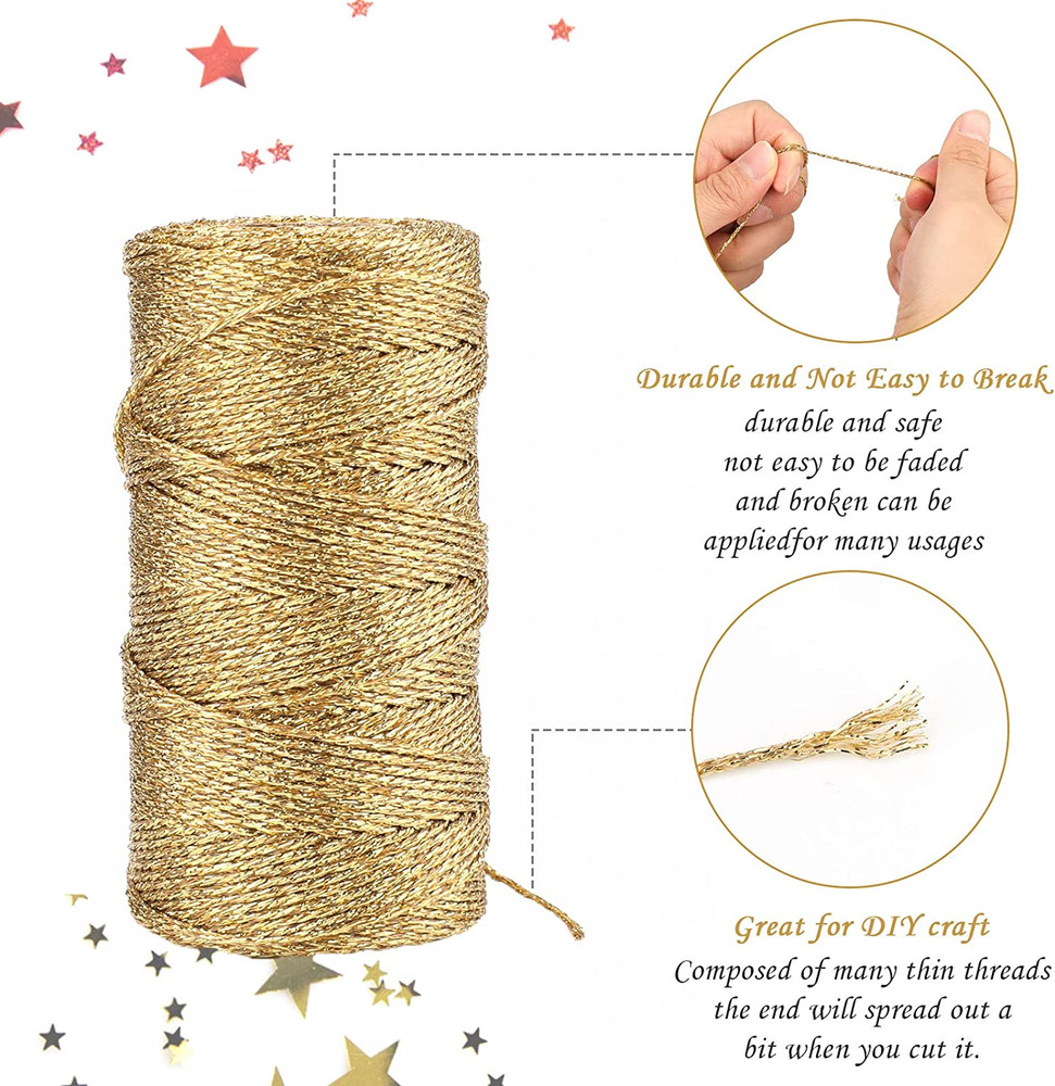 110Yards Decorative Metallic Bakers String Gold Wrapping Twine String Inelastic