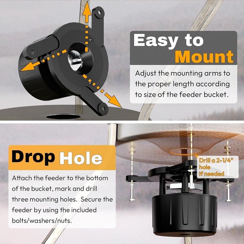 Efficient Deer Feeder Kit Digital Timer Adjustable Arms Solar Panel Ready New