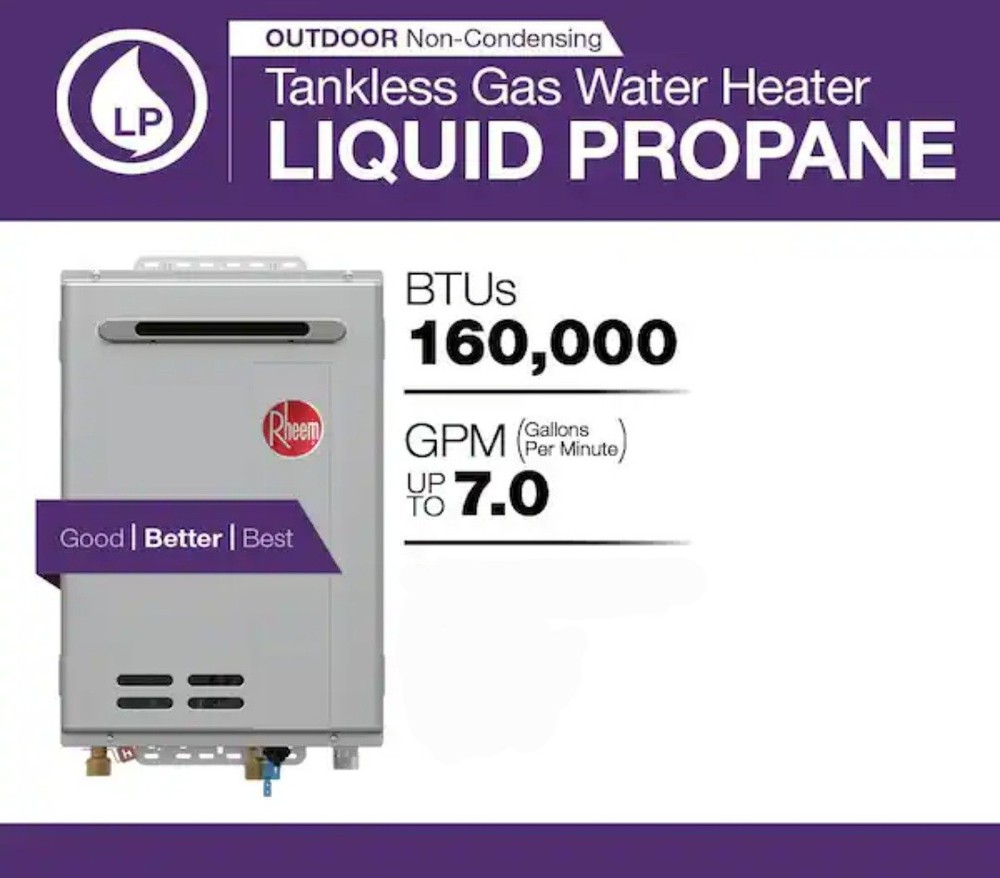 Rheem 160,000 BTU Outdoor Liquid Propane Tankless Water Heater ECO160XLP-3 (OB)
