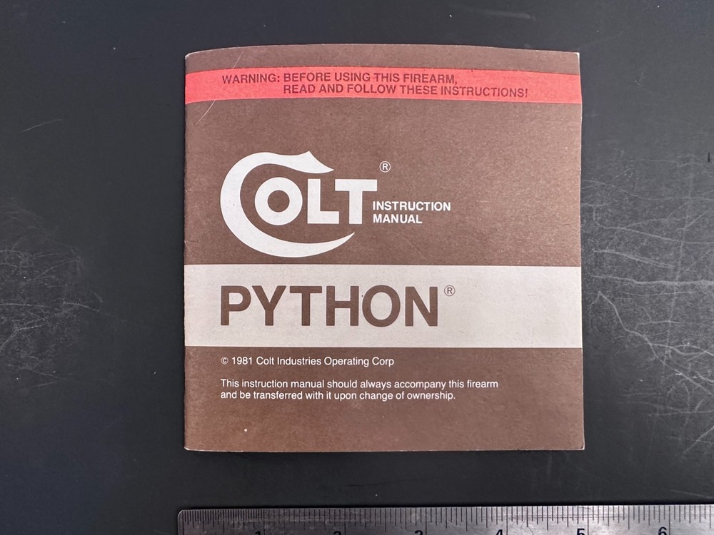 Colt Python Manual Dated 1981 Original