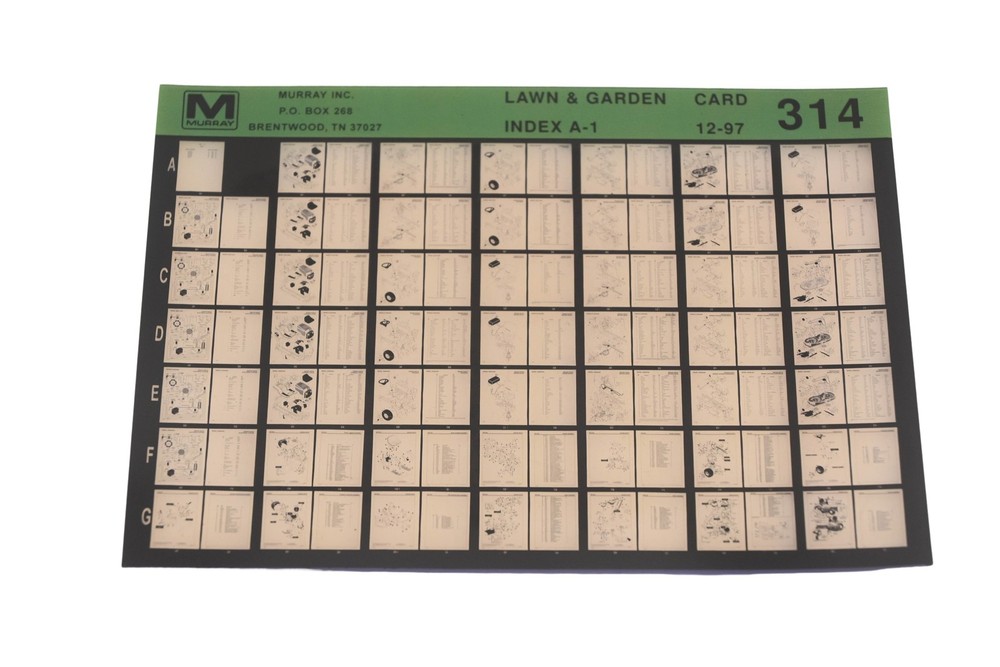 Murray 314 Lawn & Garden Index A-1 Rev:12/97 Microfiche