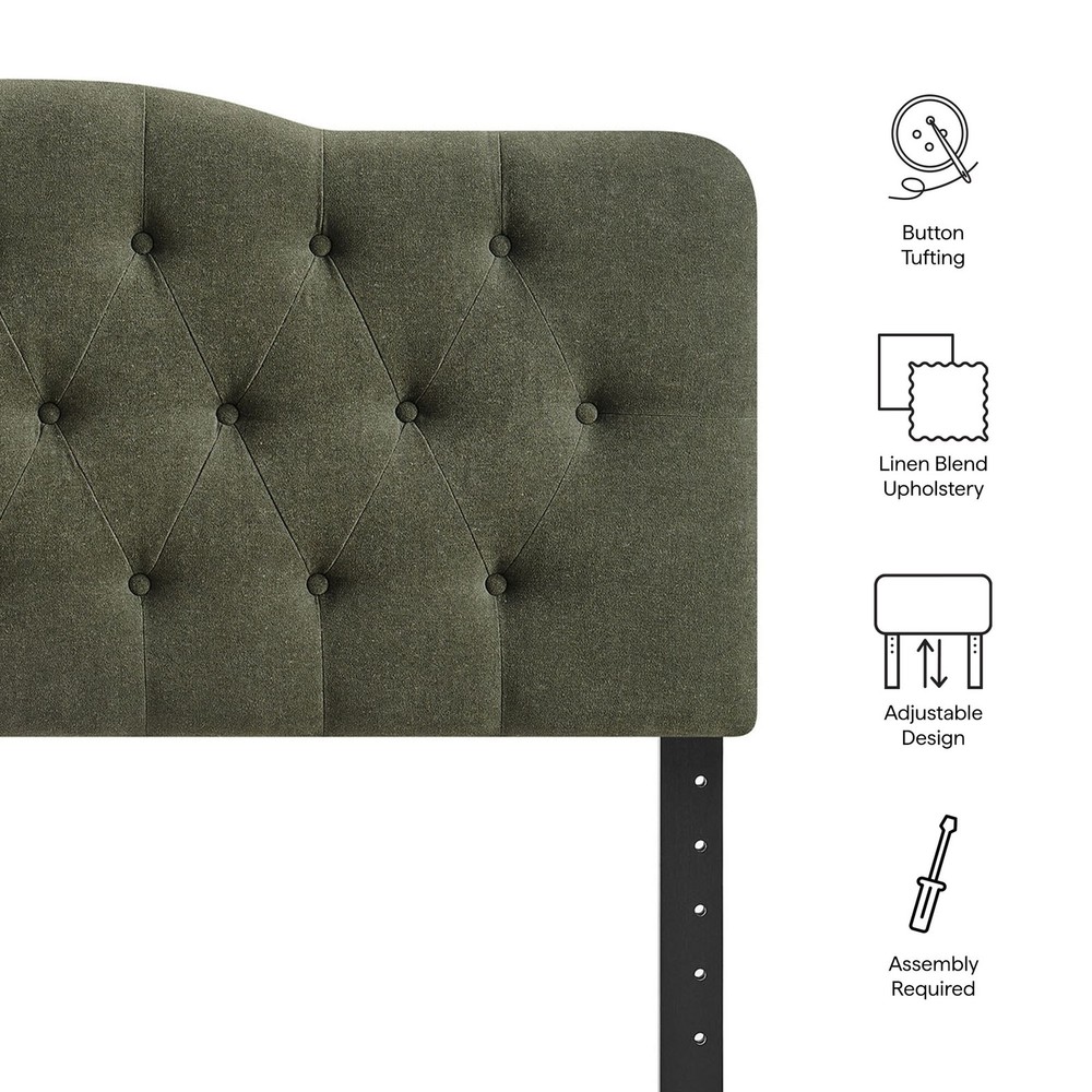 Annabel Premium Linen Blend Full Headboard in Sage