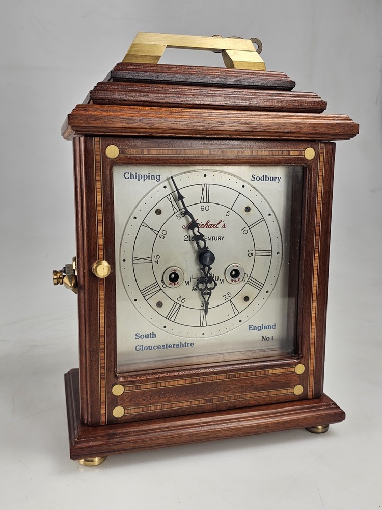 Rare Solid Oak 2 Bells Bracket Clock Chipping Sodbury