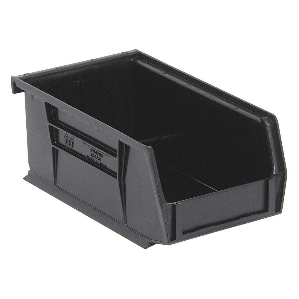 QUANTUM STORAGE SYSTEMS QUS220BK Hang and Stack Bin,Black,PP,3 in PK 10