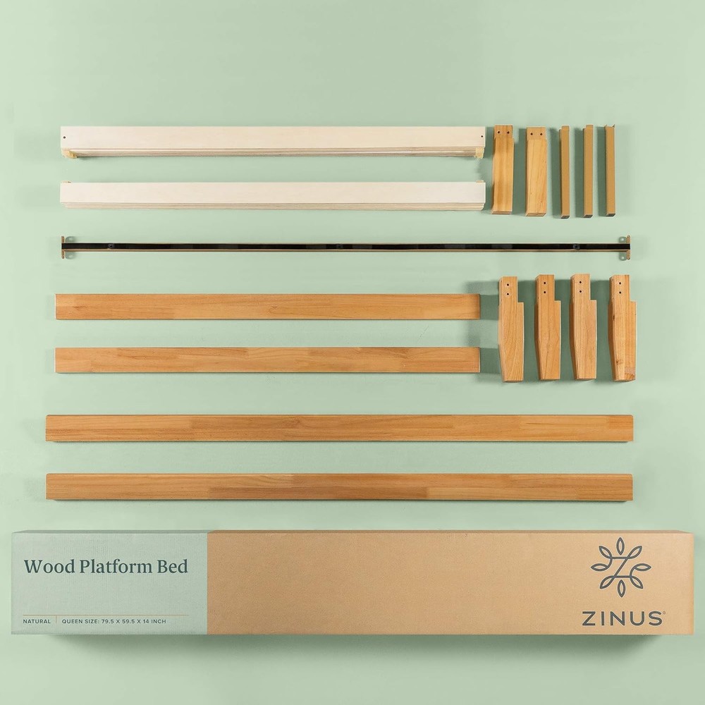 Moiz Wood Platform Bed Frame / Wood Slat Support / No Box Spring Needed / Easy
