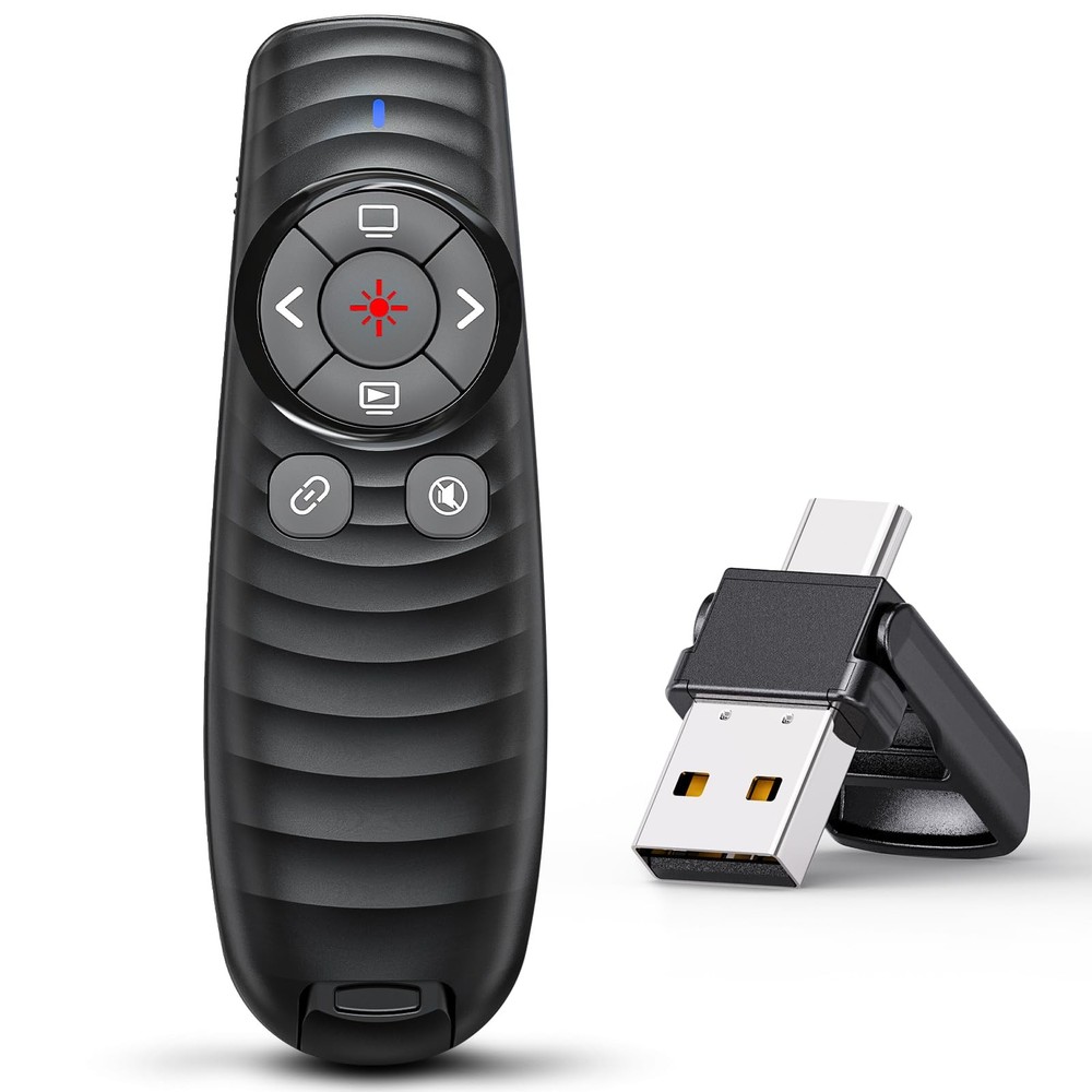 Presentation Clicker Wireless Presenter Remote for Black-Red AAA
