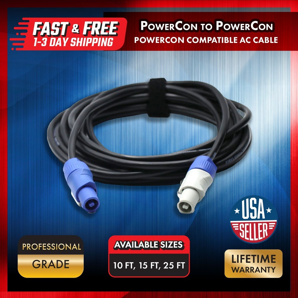 PowerCON to PowerCON Professional Audio Cable