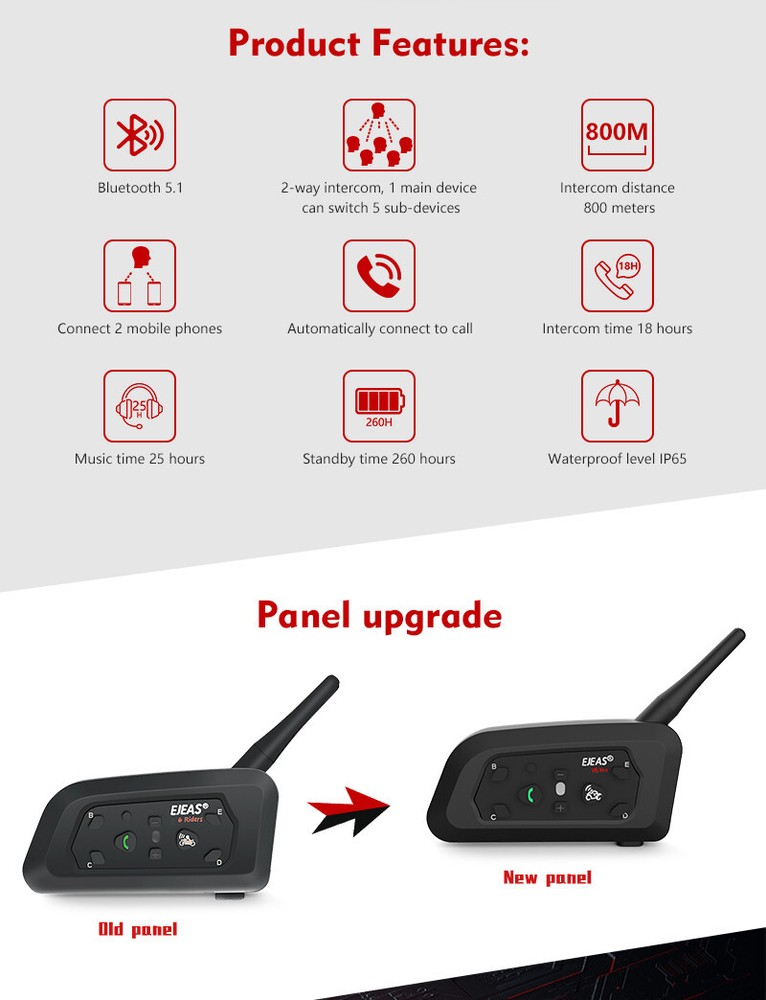 2 Set Full Duplex Sccocer Bluetooth Referee Intercom Headset Earpiece for 2 User